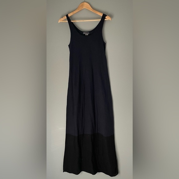 Vince cotton knit color block maxi tank dress black navy S - Picture 7 of 9